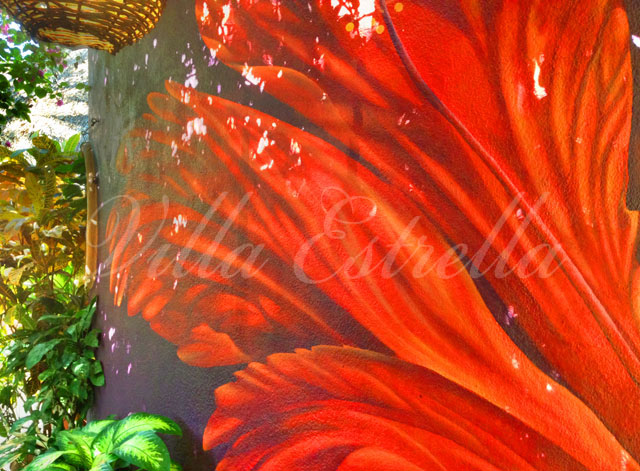 red hibiscus wall mural